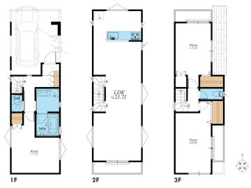 建物プラン例（間取り図）／約24帖のLDKに各居室7帖以上の贅沢なプランが検討可能♪